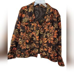 Brooke Coleman Floral fall embroidered‎ reversible blazer jacket LG/XL